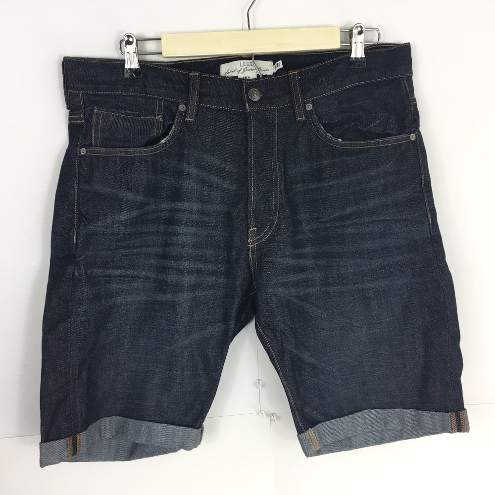 H&M L.O.G.G. Size 34 Denim Bermuda Dark Wash Short